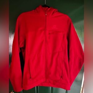 Salomon soft shell Hooded Jacket, Red, Sz Large
